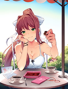 Doki Doki Literature Club, Anime Mädchen, Monika (Doki Doki Literature Club), HD-Hintergrundbild HD wallpaper