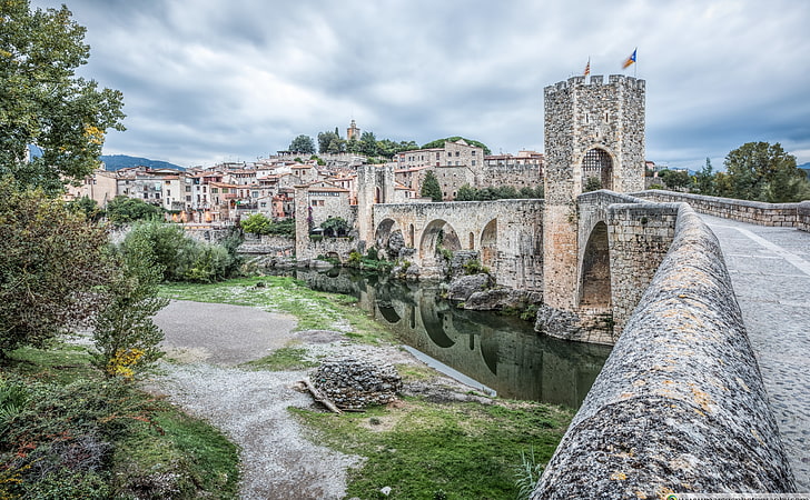 Besal Medieval Village Catalonia, Europe, Spain, HD wallpaper
