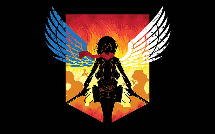 logo, Shingeki no Kyojin, Mikasa Ackerman, Resimen Kepanduan, Wallpaper HD