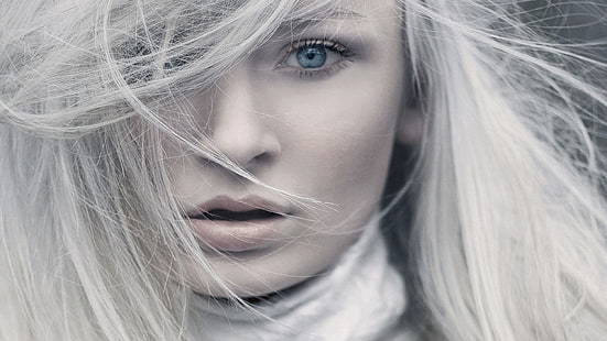 лицо, голубые глаза, блондинка, женщины, губы, модель, волосы в лицо, портрет, HD обои HD wallpaper