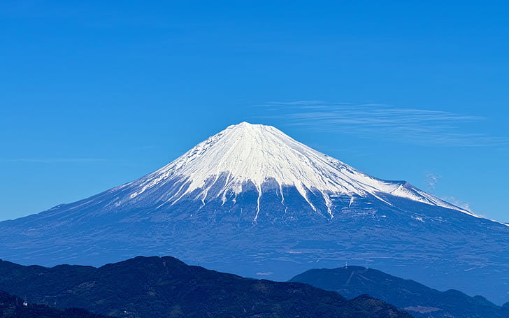 Fuji berg, himmel, blått, Japan landskap, Fuji, berg, himmel, blått, Japan, landskap, HD tapet