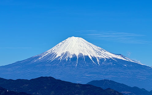 ภูเขาฟูจิ, ท้องฟ้า, สีฟ้า, ภูมิประเทศของญี่ปุ่น, ฟูจิ, ภูเขา, ท้องฟ้า, สีน้ำเงิน, ญี่ปุ่น, ทิวทัศน์, วอลล์เปเปอร์ HD HD wallpaper