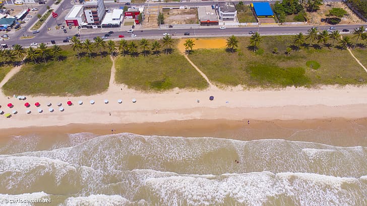 пляж, Жуан Песоа, природа, город, пейзаж, дрон, фото с дрона, HD обои