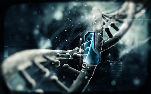 аниме, биология, синьо, ДНК, схематично, наука, научна фантастика, HD тапет HD wallpaper