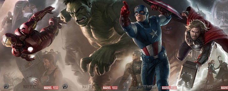 Ilustración de los Vengadores, The Avengers, Avengers, Black Widow, Capitán América, Comic, Hawkeye, Hulk, Iron Man, Marvel Comics, Nick Fury, Poster, Superhero, Thor, Fondo de pantalla HD