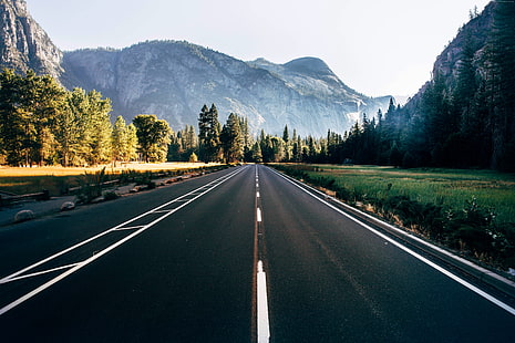 road, mountains, apple, OSX, 8k, 4k, Yosemite, 5k, forest, HD wallpaper HD wallpaper