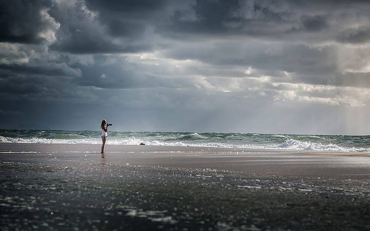Fotografer Pantai Ocean Clouds HD, alam, laut, awan, pantai, fotografer, Wallpaper HD