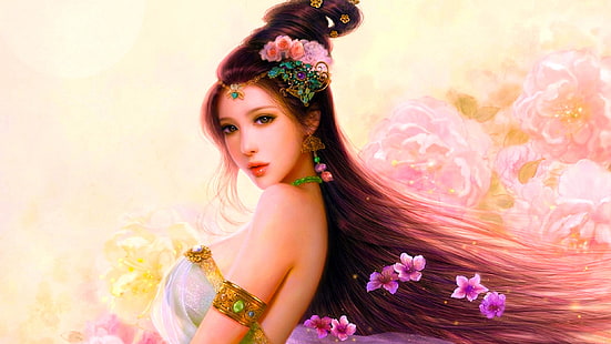Pastel Beauty Art Cg Woman Asian Girl Ultra 3840 × 2160 Hd Wallpaper 1765410, วอลล์เปเปอร์ HD HD wallpaper