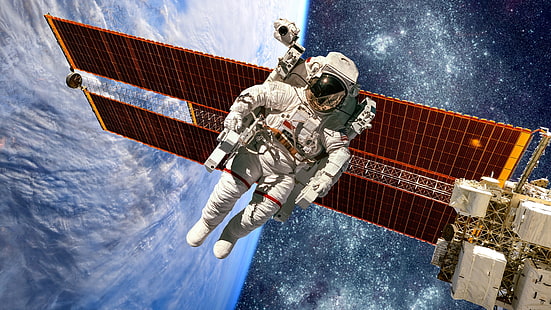 astronot, iss, stasiun ruang angkasa internasional, langit, angkasa, nasa, stasiun ruang angkasa, ruang, luar angkasa, dunia, bumi, Wallpaper HD HD wallpaper