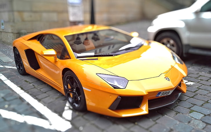 жълт Lamborghini Aventador, кола, Lamborghini, жълти автомобили, HD тапет