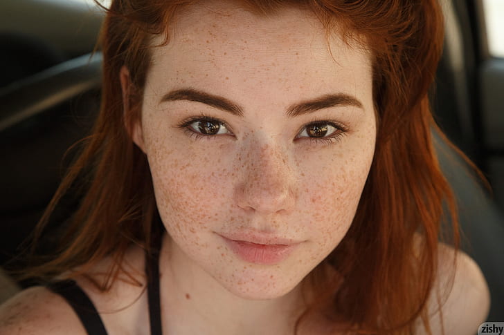 freckles, women, redhead, face, Sabrina Lynn, HD wallpaper