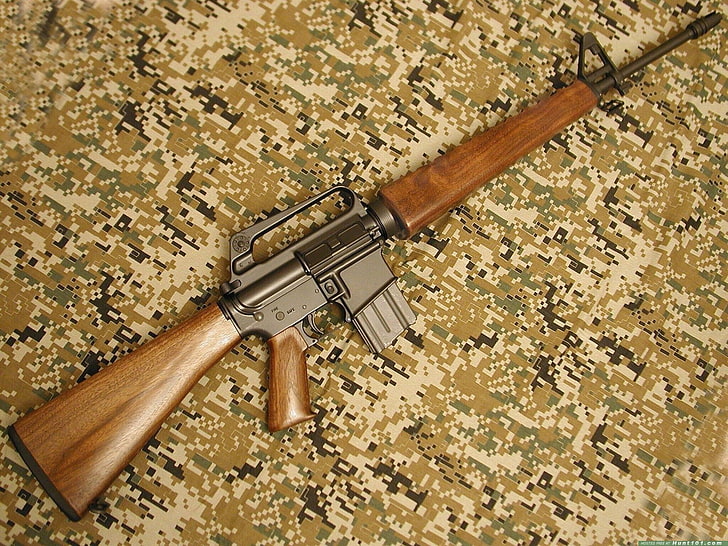 arma, espingarda de assalto, AR-15, madeira, rifles, 5.56, militar, HD papel de parede