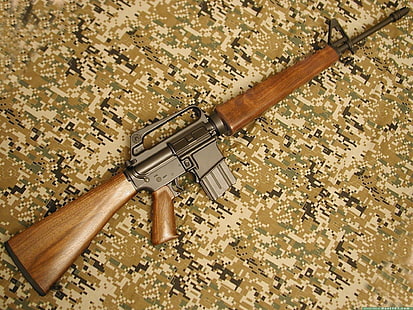 arma, espingarda de assalto, AR-15, madeira, rifles, 5.56, militar, HD papel de parede HD wallpaper