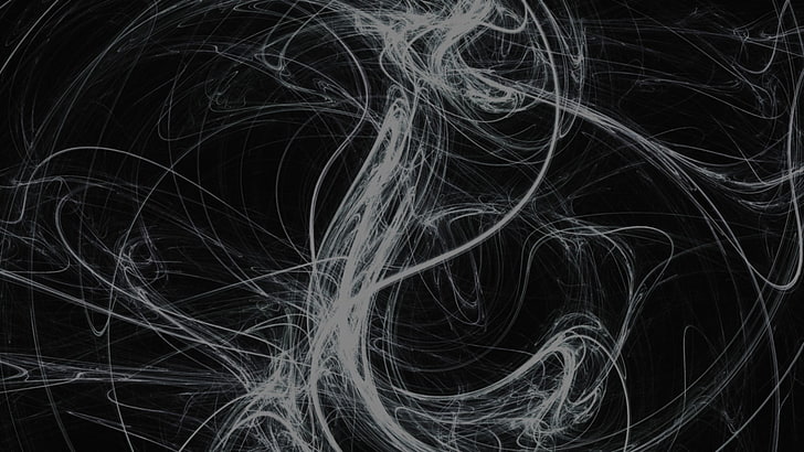 white doodle illustration, smoke, background, line, interweaving, HD wallpaper