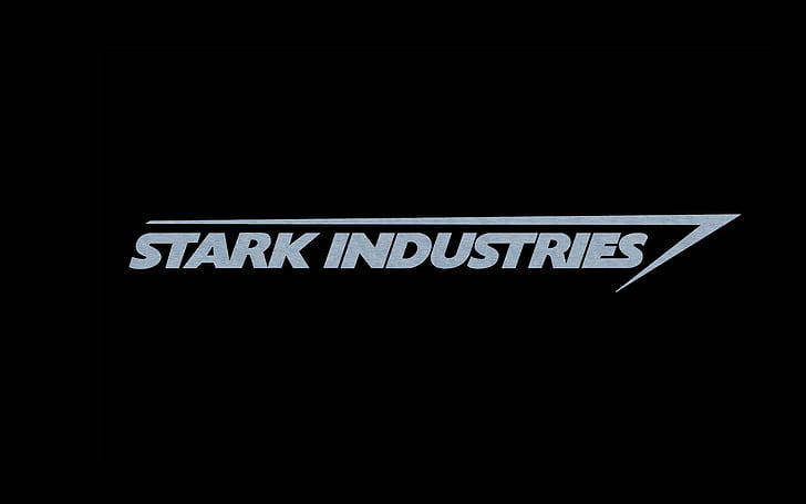monokrom, latar belakang hitam, Stark Industries, Marvel Comics, Wallpaper HD