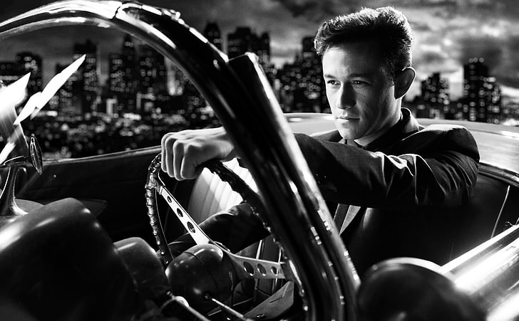 Sin City A Dame to Kill For Joseph Gordon Levitt, black suit jacket, Movies, Other Movies, Movie, Johnny, black and white, Film, thriller, crime, sin city, Sin City 2, Joseph Gordon-Levitt, HD wallpaper