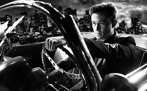 Sin City A Dame to Kill For Joseph Gordon Levitt, black suit jacket, Movies, Other Movies, Movie, Johnny, black and white, Film, thriller, crime, sin city, Sin City 2, Joseph Gordon-Levitt, HD wallpaper HD wallpaper