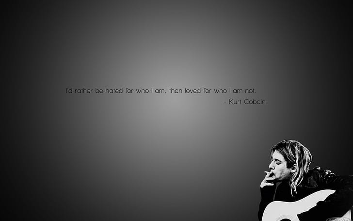 black, cigarettes, Cobain, grunge, Kurt, Nirvana, quotes, smoking, white, HD wallpaper