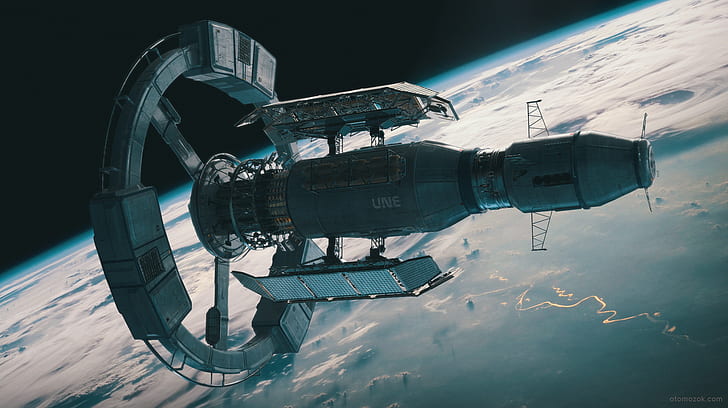 raum, raumschiff, planet, orbitalansicht, science fiction, HD-Hintergrundbild