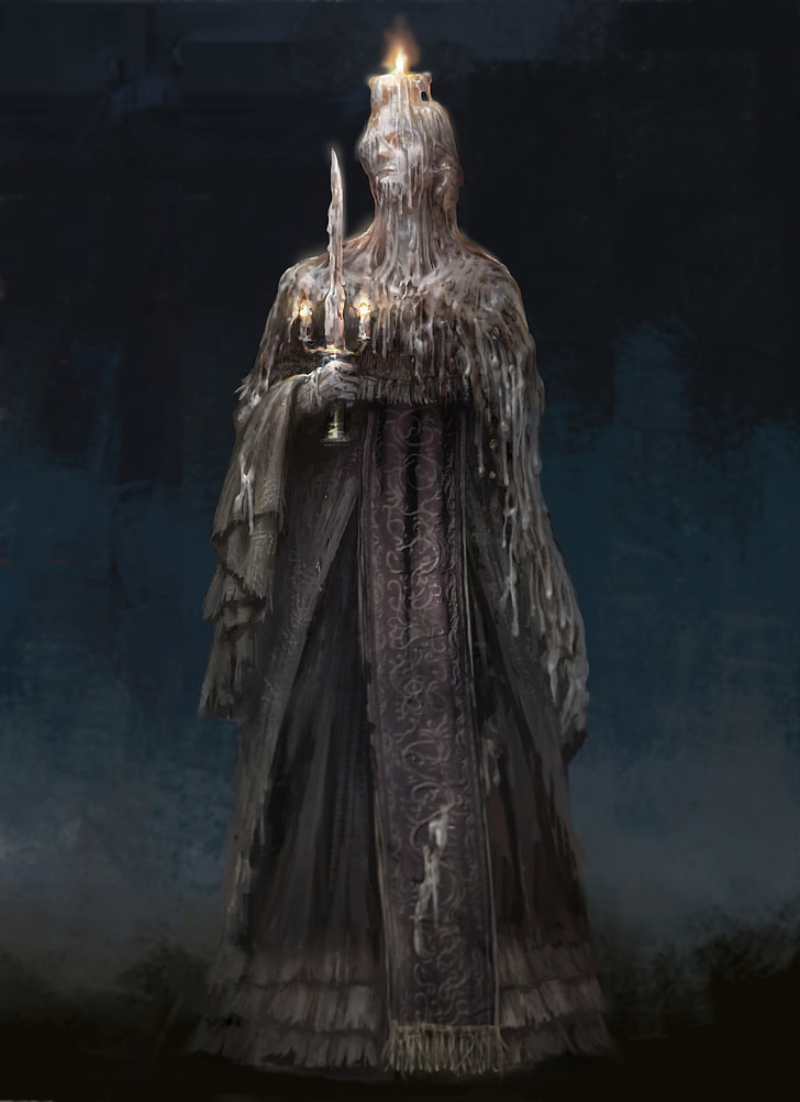 person holding candle statue, Dark Souls, Dark Souls II, Dark Souls III, wax lady, HD wallpaper