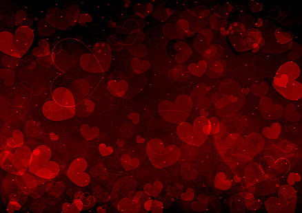 fond d'écran numérique coeurs rouges et noirs, amour, coeurs, Saint Valentin, Fond d'écran HD HD wallpaper