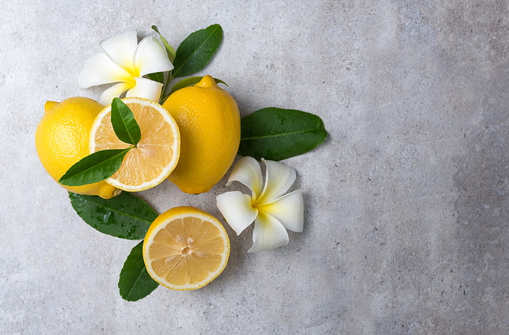 Lemon, citrus, plumeria, HD wallpaper
