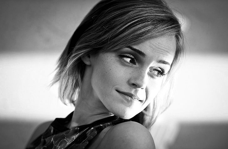 Emma Watson, monokrom, aktris, wajah, memalingkan muka, wanita, Wallpaper HD
