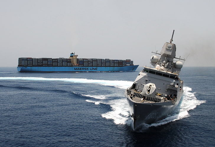 海、軍事、武器、弓、船、リスト、maersk、F805、conteinership、fregat、circulation、 HDデスクトップの壁紙