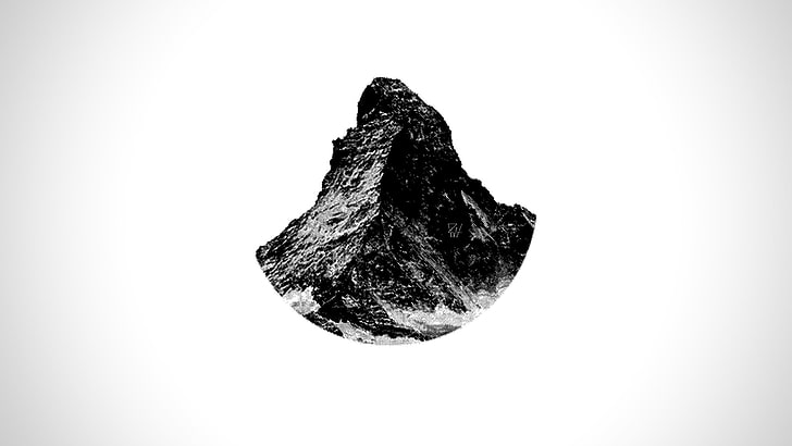 svart sten, minimalism, konstverk, enkel bakgrund, Schweiz, berg, The Matterhorn, HD tapet