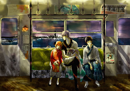 Gintama, Kagura (Gintama), Sakata Gintoki, Shimura Shinpachi, HD wallpaper HD wallpaper