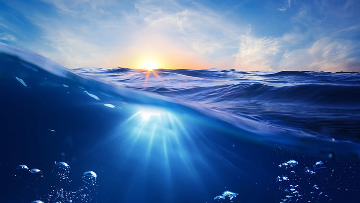azul, mar, naturaleza, sol, HD papel de parede