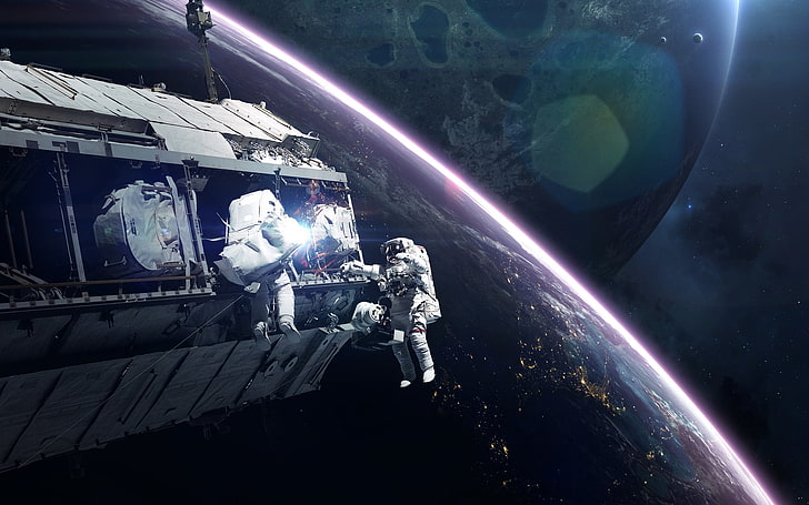schwarz-grauer Automotor, Vadim Sadovski, 500px, Astronaut, Science Fiction, digitale Kunst, HD-Hintergrundbild
