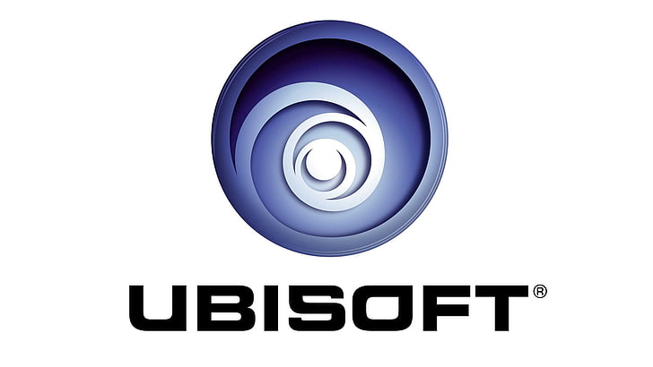 UBISOFT-logotyp, fast, ubisoft, blå, vit, HD tapet