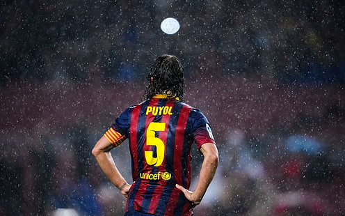 Carles Puyol Rain, carles puyol, barcelona, ​​espanha, futebol, HD papel de parede HD wallpaper