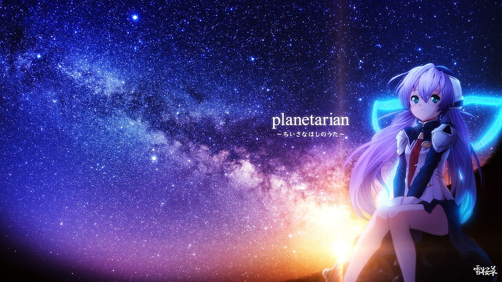 Обложка планетарной игры, Planetarian: The Reverie of A Little Planet, Хосино Юмеми, улыбается, HD обои