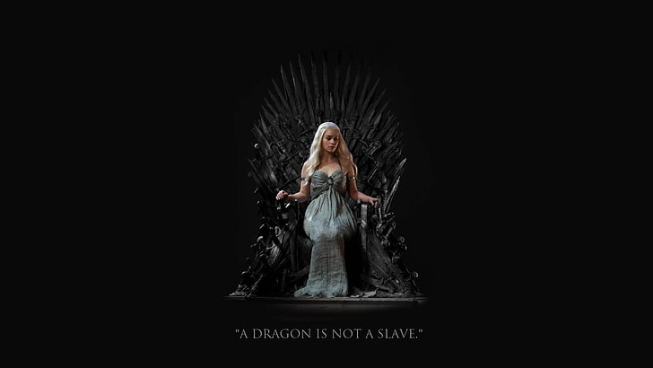 เดรสแขนกุดสีเทาของผู้หญิง Daenerys Targaryen, Emilia Clarke, Game of Thrones, Iron Throne, TV, quote, วอลล์เปเปอร์ HD
