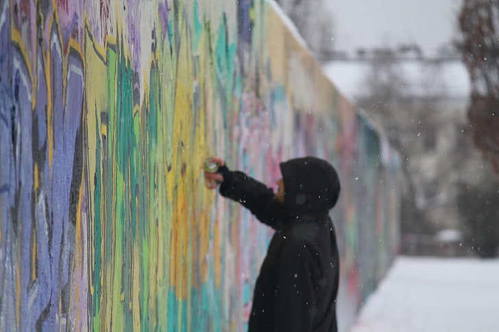 berlin, berlin wall, berliner mauer, can, colorfull, colors, graffiti, man, mauer, wall, HD wallpaper