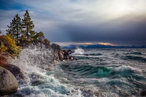  lake, outdoors, USA, Nevada, Lake Tahoe, HD wallpaper HD wallpaper