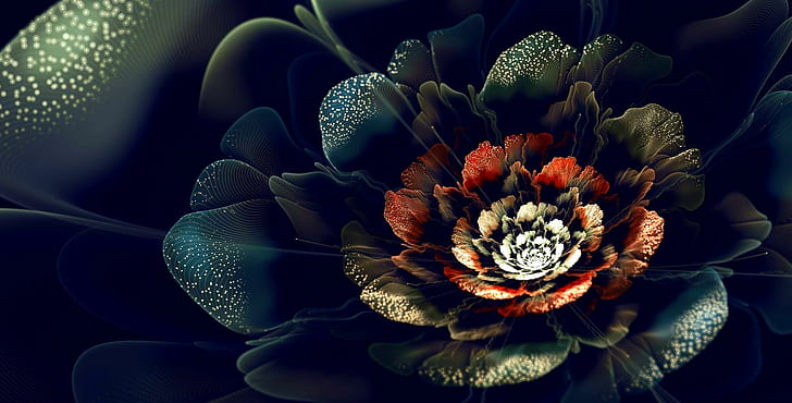 Черный бархат, фрактал, роза, фрактал, черный, цветок, фракталы, красивые, 3d и абстрактные, HD обои