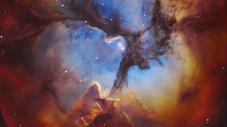 dipinto di buco nero, spazio, NASA, nebulosa trifida, nebulosa, Sfondo HD