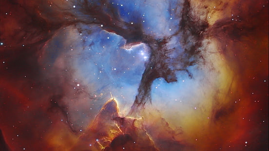 målning av svart hål, rymd, NASA, Trifid Nebula, nebula, HD tapet HD wallpaper