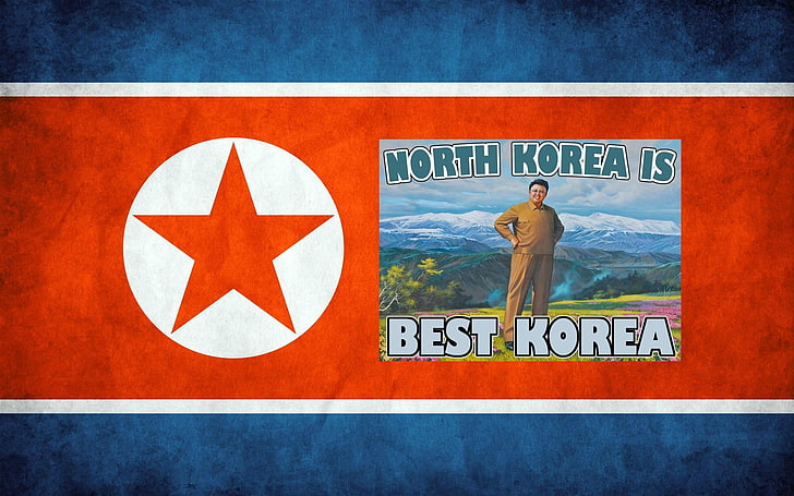 Северная Корея, флаг, звезды, HD обои