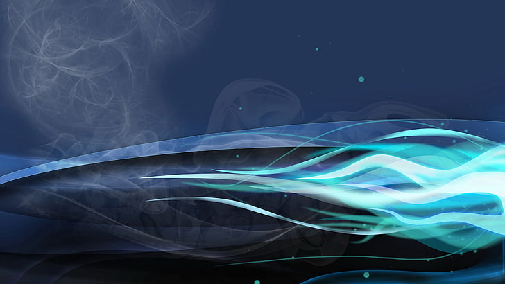 wavy, blue, smoke, light, abstract art, flame, fire, blue flame, graphics, energy, HD wallpaper