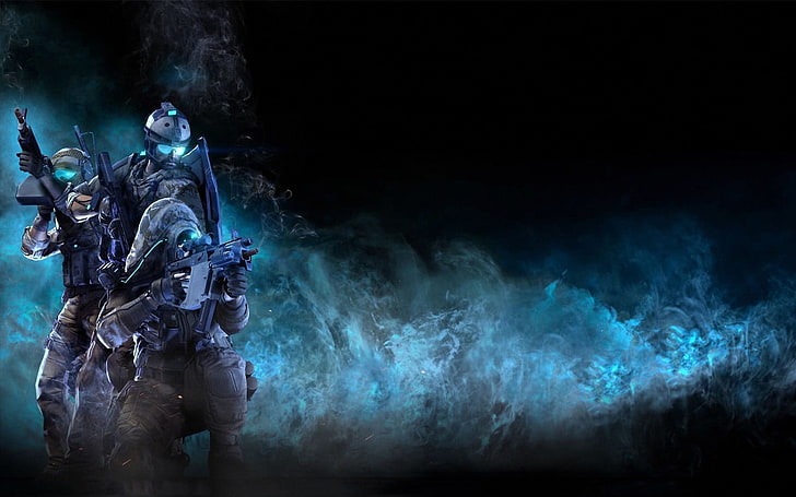 Drei Soldaten tragen digitale Tapeten mit Gewehren, Ghost Recon, Tom Clancys Ghost Recon und Tom Clancys Ghost Recon Phantoms, HD-Hintergrundbild