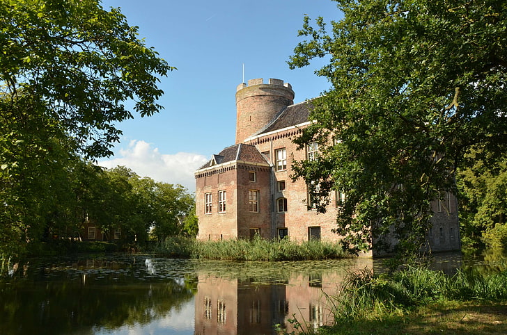 castle, castle loenersloot, defense, fort, history, manor, moat, netherlands, tower, water, HD wallpaper