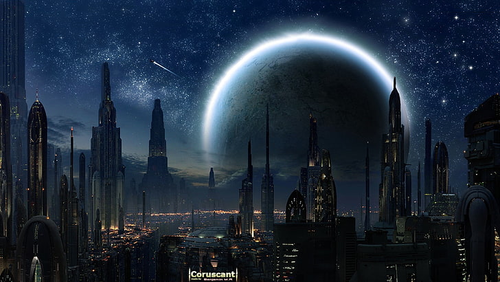 звездни войни градски пейзажи футуристичен космически пейзаж корусант Видео игри Star Wars HD Art, Междузвездни войни, градски пейзажи, HD тапет