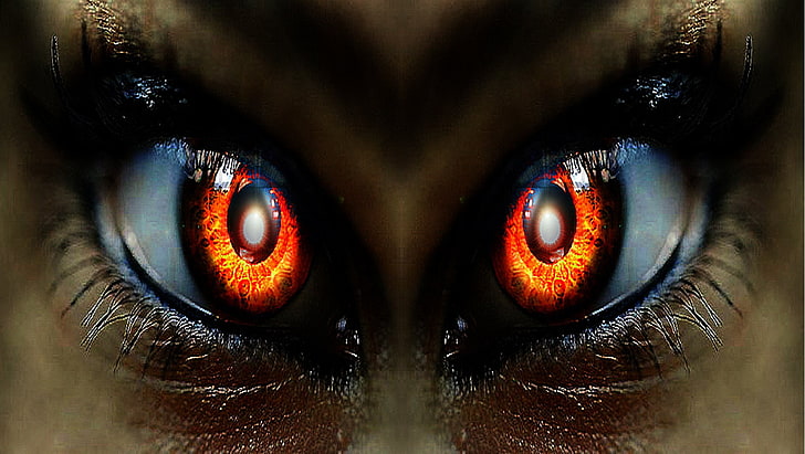 Dark, Evil, Eye, Fire, Orange, HD wallpaper