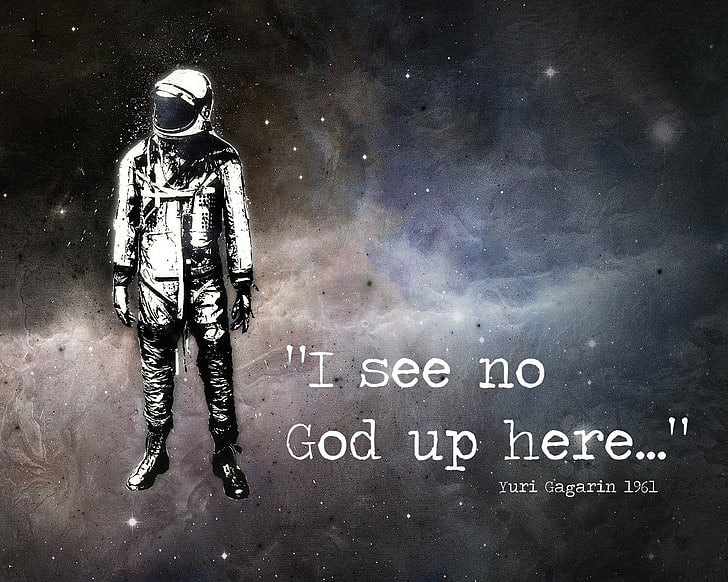 I See No God Up Here quotes wallpaper, atheism, HD wallpaper