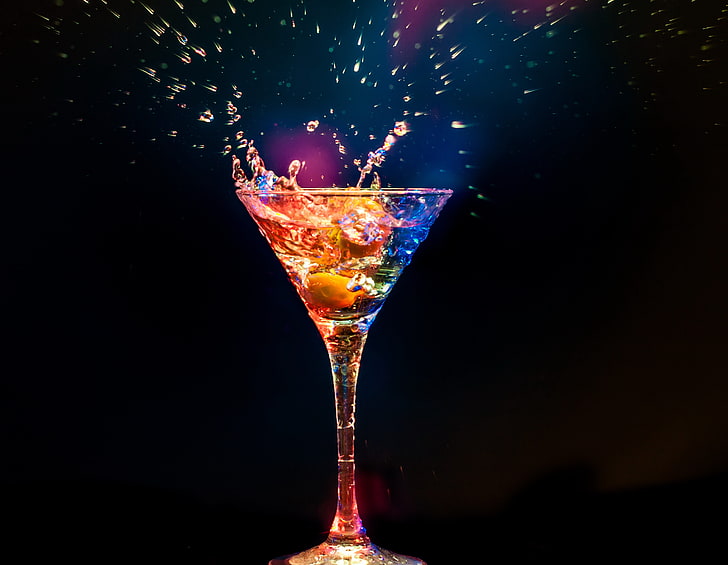 Weinglasillustration, Getränk, Glühen, schwarzer Hintergrund, Spray, HD-Hintergrundbild