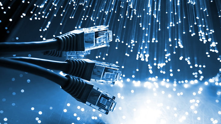 черни Ethernet кабели, технология, интернет, хардуер, осветление, оптични влакна, кабел, HD тапет